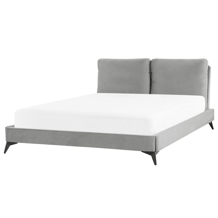 Letto imbottito moderno in velluto di colore grigio 160 x 200 cm moderno elegante