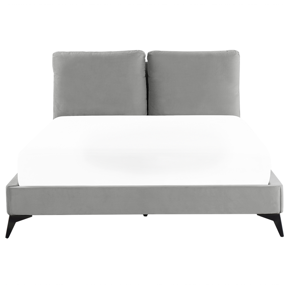 Letto imbottito moderno in velluto di colore grigio 160 x 200 cm moderno elegante