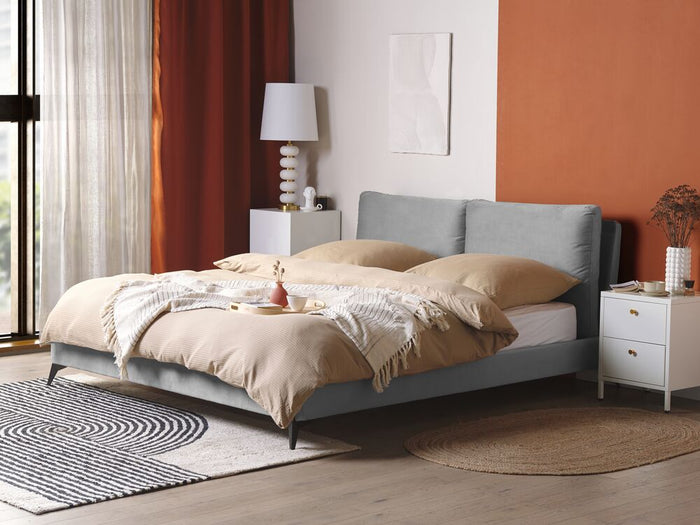 Letto imbottito moderno in velluto di colore grigio 180 x 200 cm moderno elegante