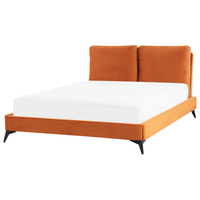 Letto imbottito moderno in velluto di colore arancione 140 x 200 cm moderno elegante