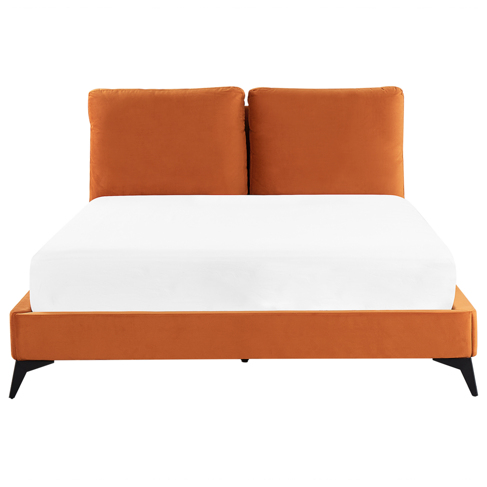 Letto imbottito moderno in velluto di colore arancione 140 x 200 cm moderno elegante