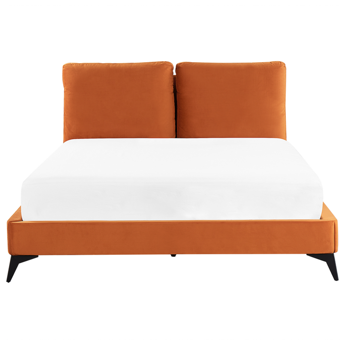 Letto imbottito moderno in velluto di colore arancione 140 x 200 cm moderno elegante
