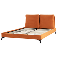 Letto imbottito moderno in velluto arancione 160 x 200 cm