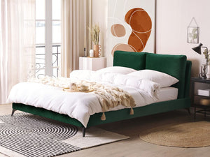 Letto imbottito moderno in velluto di colore verde 160 x 200 cm moderno elegante