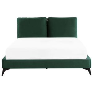 Letto imbottito moderno in velluto di colore verde 160 x 200 cm moderno elegante