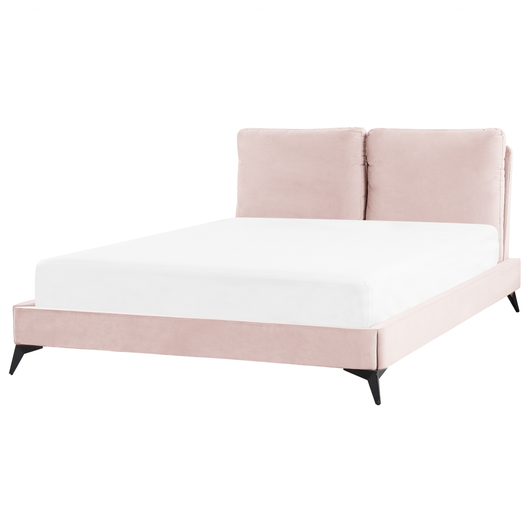 Letto imbottito moderno in velluto di colore rosa 140 x 200 cm moderno elegante