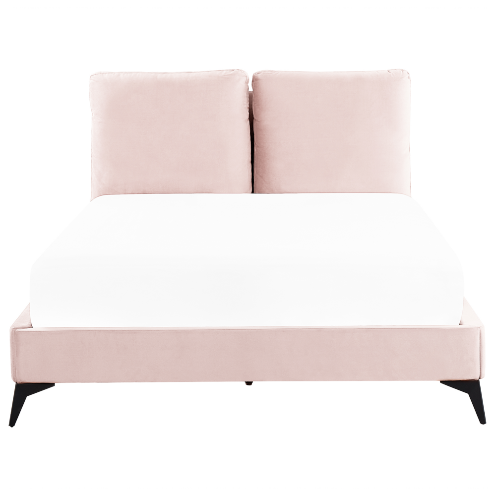 Letto imbottito moderno in velluto di colore rosa 140 x 200 cm moderno elegante