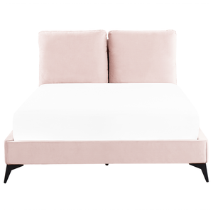 Letto imbottito moderno in velluto di colore rosa 140 x 200 cm moderno elegante
