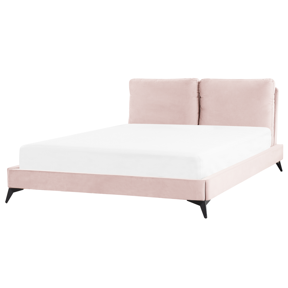 Letto imbottito moderno in velluto di colore rosa 160 x 200 cm moderno elegante