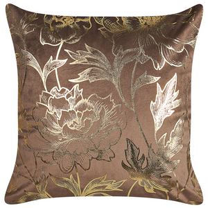 Set di 2 cuscini decorativi in velluto marrone 45 x 45 cm con stampa floreale in lamina d'oro Accessori decorativi glamour