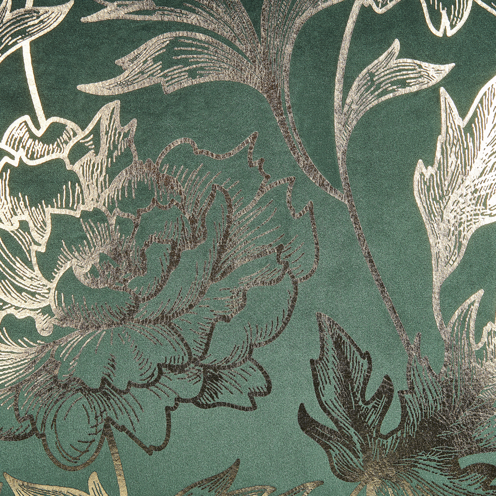 Set di 2 cuscini decorativi velluto verde 45 x 45 cm Accessori decorativi con stampa floreale in foglia d'oro