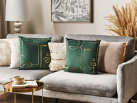 Set di 2 cuscini decorativi velluto Verde 45 x 45 cm Stampa motivo Viso Accessori decorativi Glamour