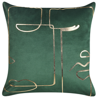 Set di 2 cuscini decorativi velluto Verde 45 x 45 cm Stampa motivo Viso Accessori decorativi Glamour