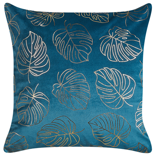 Set di 2 cuscini decorativi velluto Blu 45 x 45 cm Foglia Stampa Glamour Decor Accessori