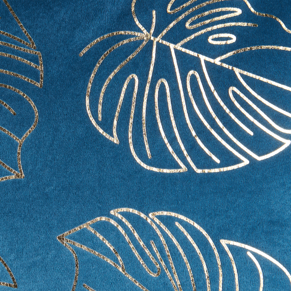 Set di 2 cuscini decorativi velluto Blu 45 x 45 cm Foglia Stampa Glamour Decor Accessori