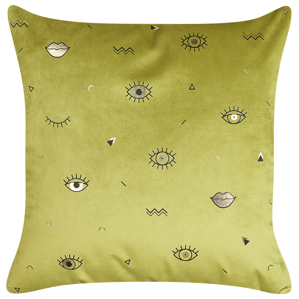 Set di 2 cuscini decorativi velluto Verde Oliva 45 x 45 cm motivo Occhi Accessori decorativi Glamour