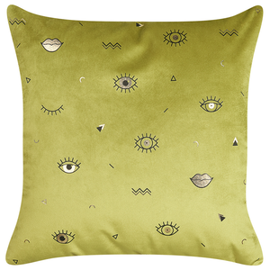 Set di 2 cuscini decorativi velluto Verde Oliva 45 x 45 cm motivo Occhi Accessori decorativi Glamour