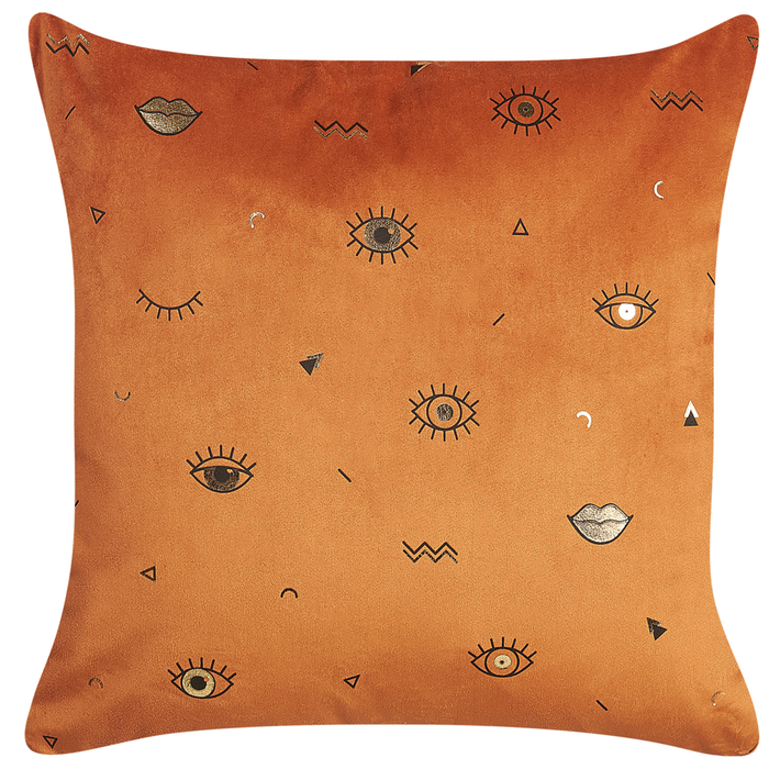 Set di 2 cuscini decorativi velluto Arancione 45 x 45 cm motivo Occhi Accessori decorativi Glamour