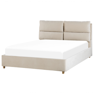 Letto matrimoniale con contenitore velluto di colore beige 140 x 200 cm elegante glamour romantico