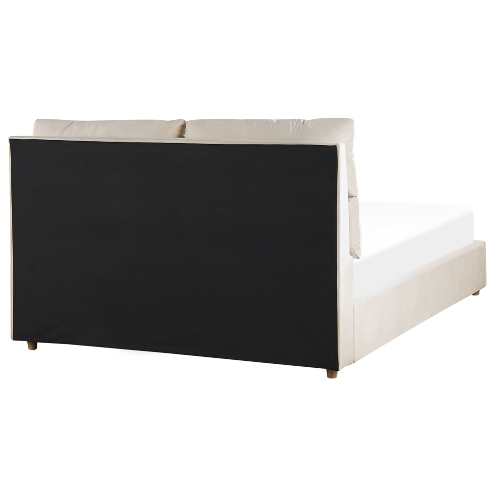 Letto matrimoniale con contenitore velluto di colore beige 140 x 200 cm elegante glamour romantico