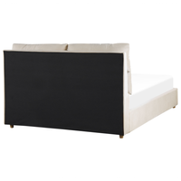 Letto matrimoniale con contenitore velluto di colore beige 140 x 200 cm elegante glamour romantico