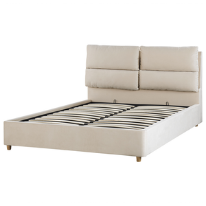 Letto matrimoniale con contenitore velluto di colore beige 140 x 200 cm elegante glamour romantico