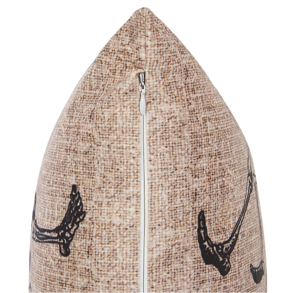 Cuscino decorativo in velluto bianco sporco motivo scheletro 45 x 45 cm quadrato moderno accessori per la decorazione di Halloween