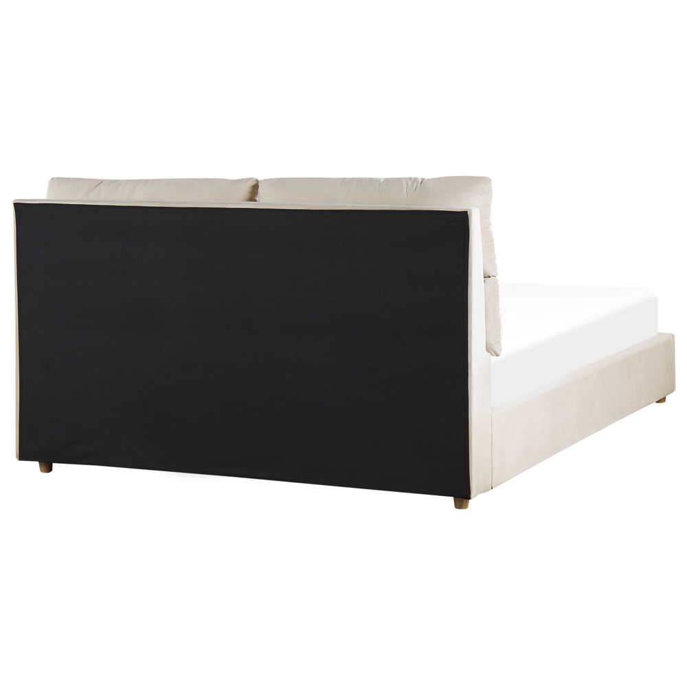 Letto matrimoniale con contenitore velluto beige 160 x 200 cm