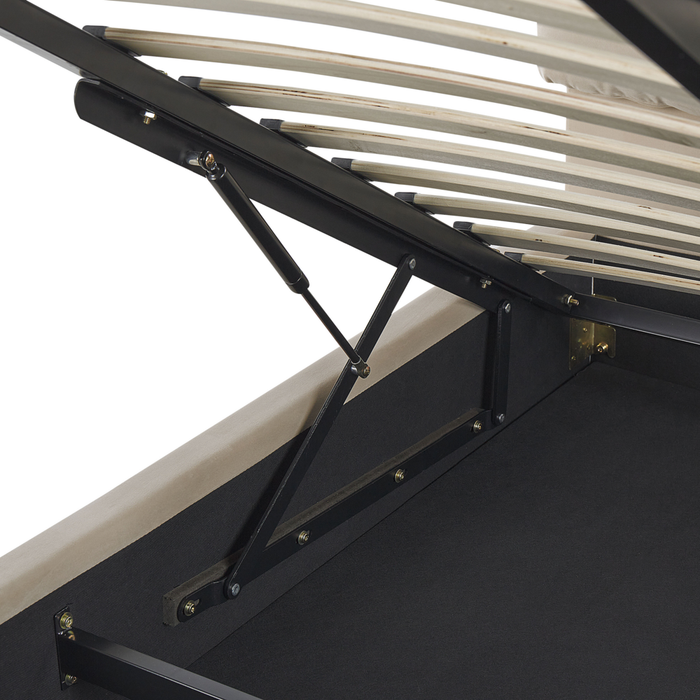 Letto matrimoniale con contenitore velluto beige 160 x 200 cm