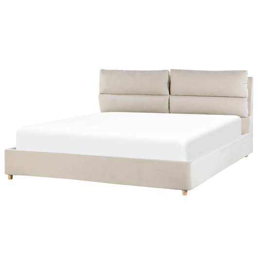 Letto matrimoniale con contenitore velluto di colore beige 180 x 200 cm elegante glamour romantico