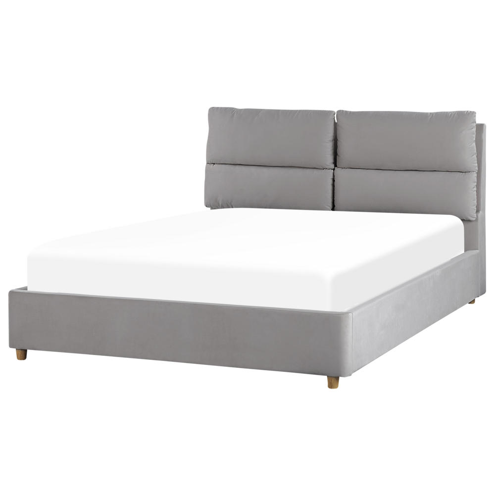 Letto matrimoniale con contenitore velluto grigio chiaro 140 x 200 cm