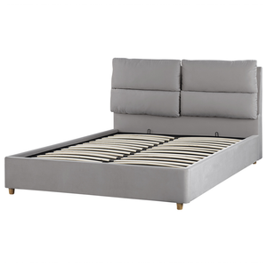 Letto matrimoniale con contenitore velluto grigio chiaro 140 x 200 cm