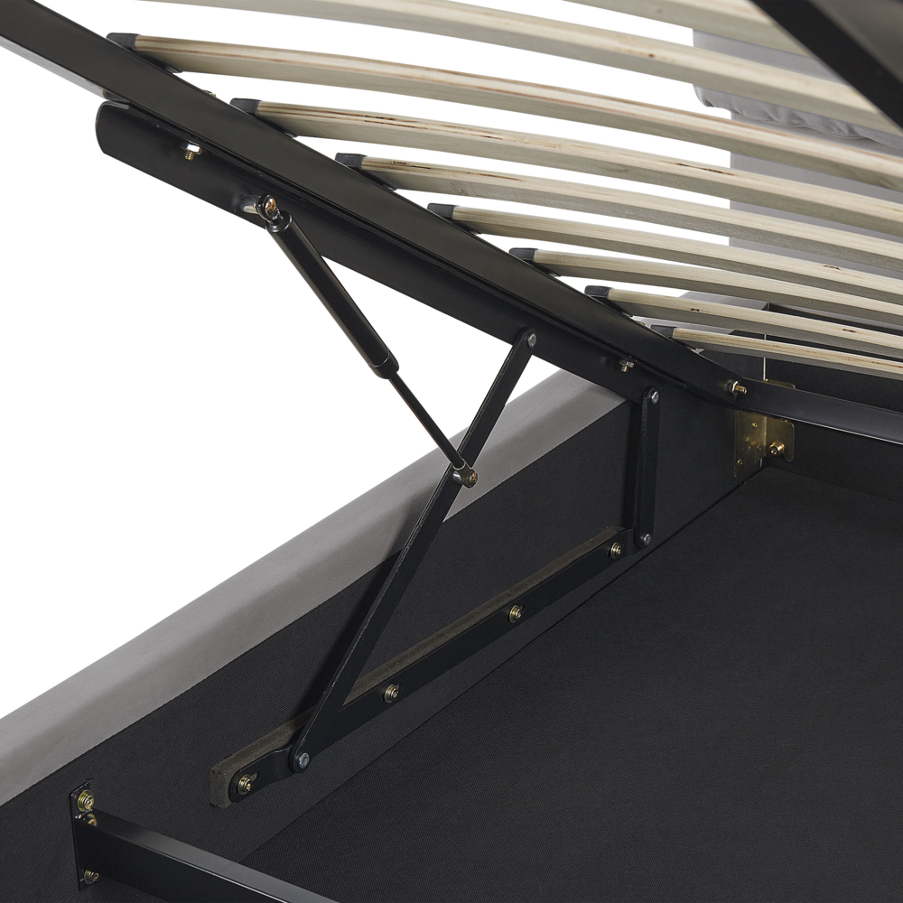 Letto matrimoniale con contenitore velluto grigio chiaro 140 x 200 cm