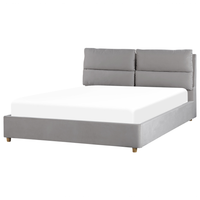 Letto matrimoniale con contenitore velluto grigio chiaro 160 x 200 cm