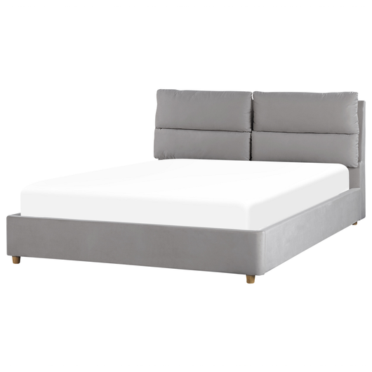 Letto matrimoniale con contenitore velluto grigio chiaro 160 x 200 cm