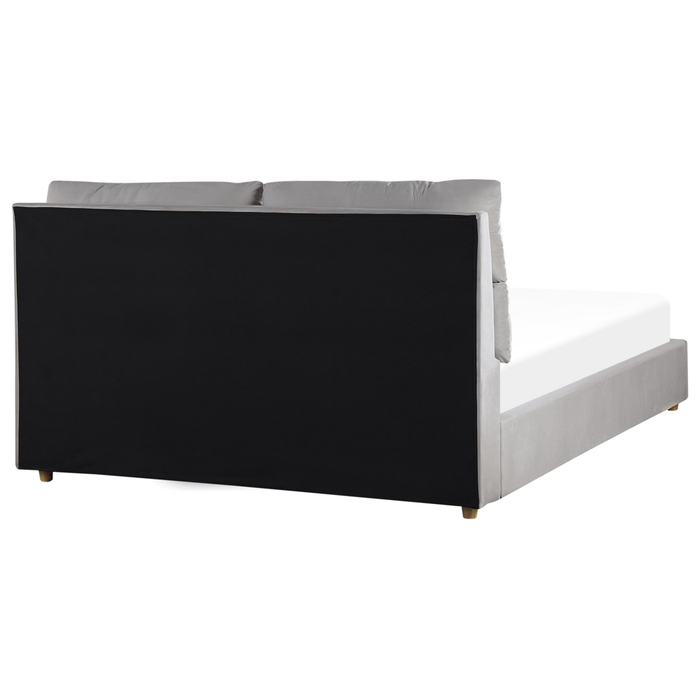 Letto matrimoniale con contenitore velluto grigio chiaro 160 x 200 cm