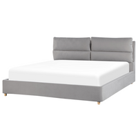 Letto matrimoniale con contenitore velluto grigio chiaro 180 x 200 cm