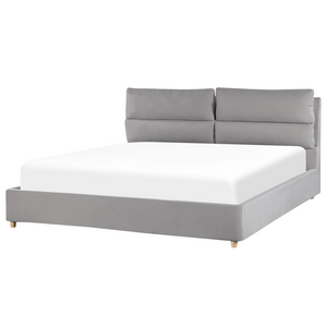 Letto matrimoniale con contenitore velluto grigio chiaro 180 x 200 cm