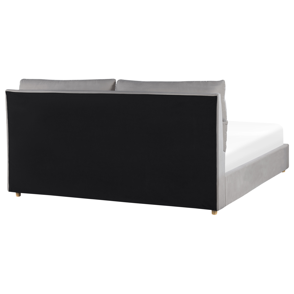 Letto matrimoniale con contenitore velluto grigio chiaro 180 x 200 cm