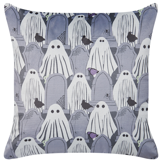 Cuscino decorativo velluto Grigio Fantasia Fantasma 45 x 45 cm Quadrato moderno Halloween Decorazione Autunnale Accessori