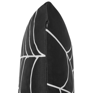 Set di 2 cuscini decorativi in velluto nero motivo ragnatela 45 x 45 cm quadrati moderni accessori per la decorazione autunnale di Halloween