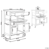Carrello da cucina bianco e legno chiaro con cassetto e armadietto