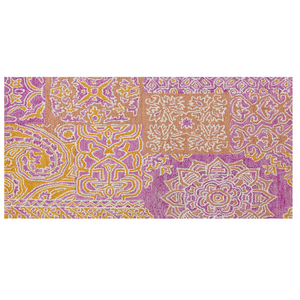 Tappeto di lana rosa giallo senape 80 x 150 cm stile  orientale vintage soggiorno camera da letto