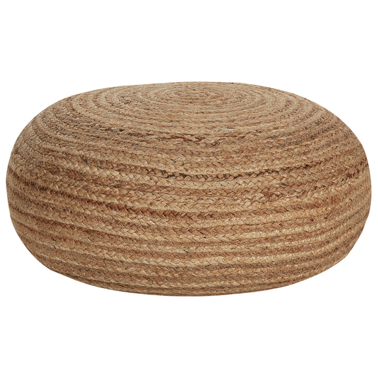 Pouf colore beige naturale intreccio in juta ⌀ 50 cm dalla forma rotonda stile boho cuscino da pavimento