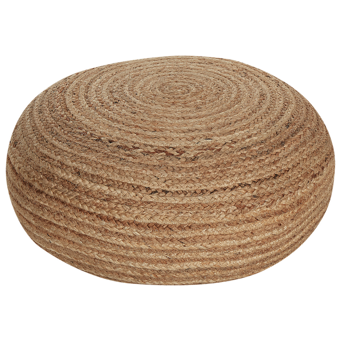 Pouf colore beige naturale intreccio in juta ⌀ 50 cm dalla forma rotonda stile boho cuscino da pavimento