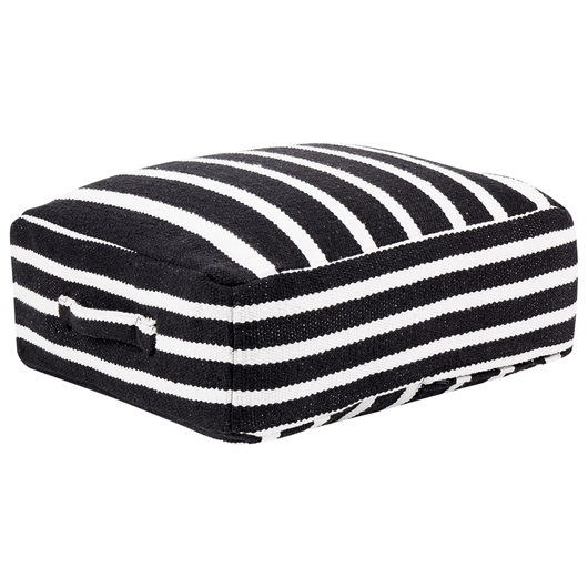 Pouf colore bianco e nero ⌀ 50 cm dalla forma quadrata stile boho cuscino da pavimento salotto