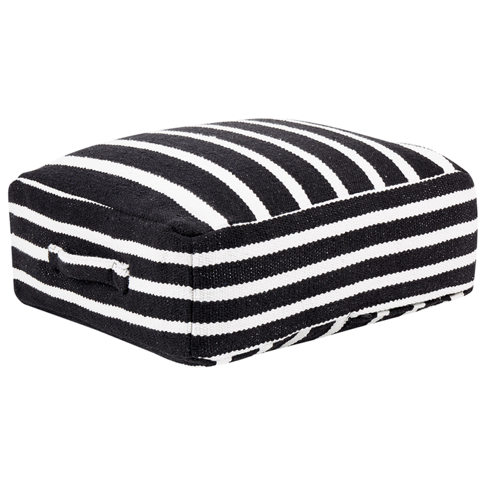 Pouf colore bianco e nero ⌀ 50 cm dalla forma quadrata stile boho cuscino da pavimento salotto