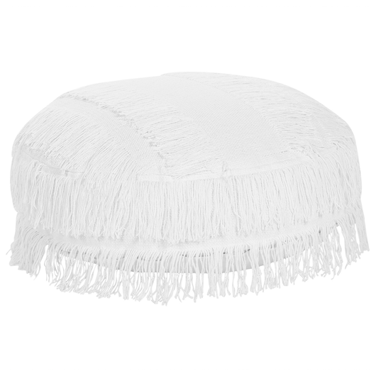 Pouf colore bianco in cotone ⌀ 50 cm dalla forma rotonda stile boho cuscino da pavimento