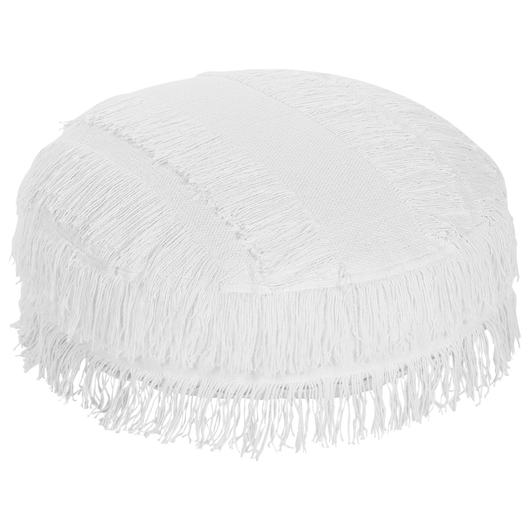 Pouf colore bianco in cotone ⌀ 50 cm dalla forma rotonda stile boho cuscino da pavimento