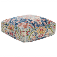Pouf multicolore ⌀ 50 cm dalla forma quadrata con motivo astratto cuscino da pavimento salotto